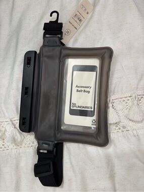 Gray Water Resistant Accessory Belt Bag with Black Strap